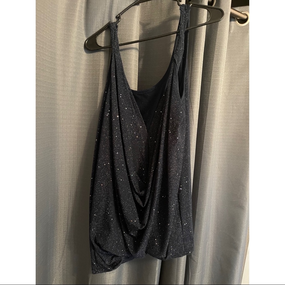 Draped front glitter cami top